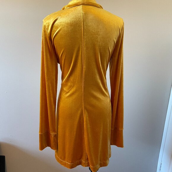 Free People Yellow/Gold Velour button up dress - Picture 2 of 2